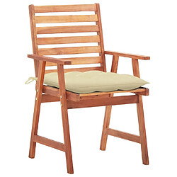 Maison Chic Lot de 3 Chaises à dîner de jardin avec coussins,Fauteuil/Chaises à manger d'extérieur Acacia massif -MN24425