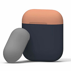 Wewoo Coque Ecouteurs sans fil Dropproof trois couleurs avec étui de protection pour Apple AirPods 1/2 gris orange bleu foncé 