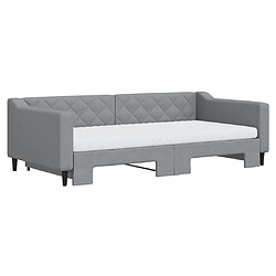 Avis Maison Chic Lit d'appoint avec gigogne et matelas | Lit de jour | Lit de repos gris clair 100x200 cm tissu -GKD36268