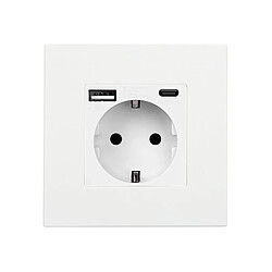 Ledkia Prise avec port USB Schuko Type F avec Cadre PC Modern Blanc