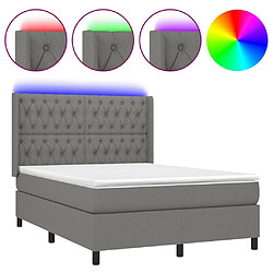 Sommier à lattes et matelas LED,Cadre à lattes de lit pour Adulte Gris foncé 140x190 cm Tissu -MN92234