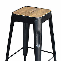 Mes Tabouret de bar 38x38x64 cm en manguier naturel et métal noir