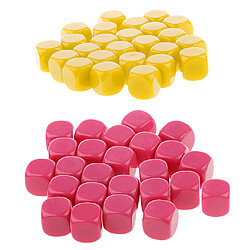 50 pièces opaque blanc dés D6 pour D u0026 D RPG MTG jeux de fête jaune + rose rouge