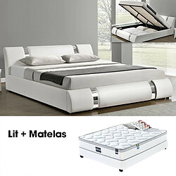 Meubler Design Ensemble Matelas Sommier Coffre Blanc 140 Nova