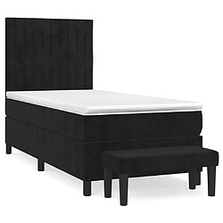 vidaXL Sommier à lattes de lit avec matelas Noir 100x200 cm Velours