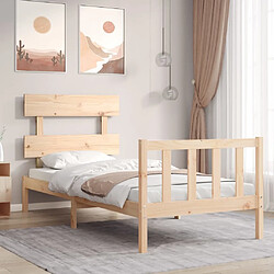 Maison Chic Cadre/structure de lit avec tête de lit pour adulte - Lit Moderne Chambre 90x200 cm bois massif -MN31900