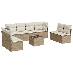 vidaXL Salon de jardin avec coussins 9 pcs beige résine tressée