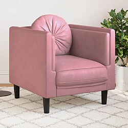 vidaXL Fauteuil avec coussin rose velours