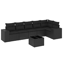 Maison Chic Salon de jardin 7 pcs avec coussins | Ensemble de Table et chaises | Mobilier d'Extérieur noir résine tressée -GKD91336