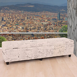 Mendler Banc banquette coffre de rangement Kriens XXL, 180x45x45cm, tissu, motif écriture