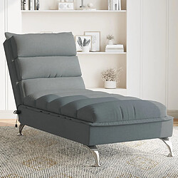 vidaXL Chaise longue de massage avec coussins gris foncé tissu 