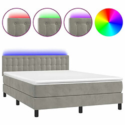 Sommier à lattes LED,Cadre à lattes de lit avec matelas pour Adulte Gris clair 140x190 cm -MN69659