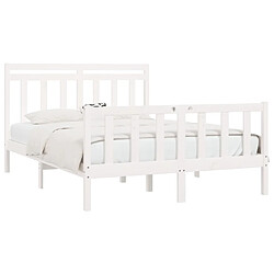 Avis Maison Chic Lit Moderne Chambre - Cadre/structure de lit pour adulte Blanc Bois de pin massif 150x200 cm Très grand -MN66723