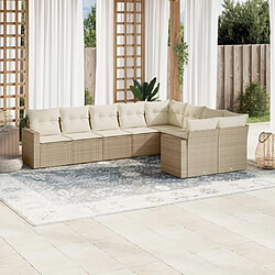 Maison Chic Salon de jardin avec coussins 9 pcs | Ensemble de Table et chaises | Mobilier d'Extérieur beige résine tressée -GKD71225