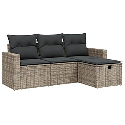 vidaXL Salon de jardin 4 pcs avec coussins gris résine tressée