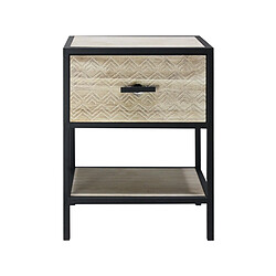 Mobili Rebecca Table De Chevet Avec Étagère, Meuble De Chambres En Métal Bois, Beige Noir 1 Tiroir