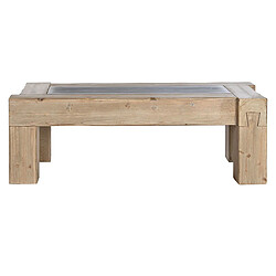 Pegane Table basse, table de salon rectangulaire en bois coloris naturel - longueur 140 x profondeur 70 x Hauteur 46 cm 