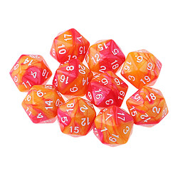 10pcs / set 20 faces d20 dés pour donjons jeu de jeu et dragons orange rouge