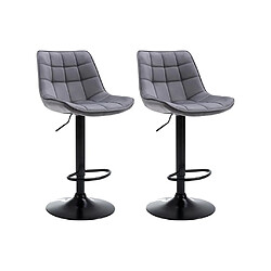 Vente-Unique Lot de 2 tabourets de bar en velours et métal - Noir - LIMA II