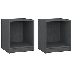 vidaXL Tables de chevet 2 pcs Gris 35,5x33,5x41,5cm Bois de pin massif