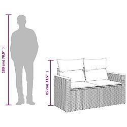 vidaXL Canapé de jardin 2 places avec coussins gris résine tressée pas cher