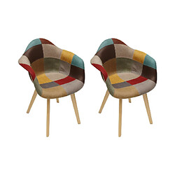 Mes Lot de 2 fauteuils 61,5x60x84 cm tissu patchwork