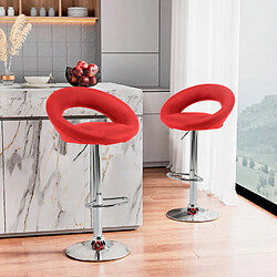 Superstool Tabouret haut bar cuisine fixe pivotant réglable en hauteur avec repose-pieds Chicago, Couleur: Rouge