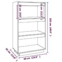 vidaXL Bibliothèque/Séparateur de pièce Marron miel 60x35x103 cm Pin pas cher