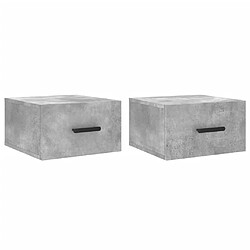 vidaXL Tables de chevet murales 2 pcs gris béton 35x35x20 cm