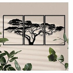 DEKORY 3 panneaux arbre d'afrique Décoration Murale en Métal 120 x 60 cm