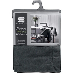 Douceur D'Interieur Nappe coton unie Charline - 150 x 200 cm - Gris anthracite