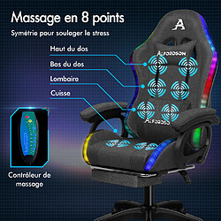 Avis ALFORDSON Chaise Gaming Chaise de Bureau avec LED et Massant 8 Points Tissu Lin Gris Foncé