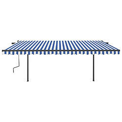 Avis Maison Chic Auvent automatique | Store banne extérieur | Marquise capteur de vent et LED 5x3,5 m Bleu et blanc -MN32440