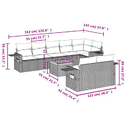 Avis vidaXL Salon de jardin avec coussins 9pcs mélange beige résine tressée