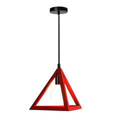 Stoex Rouge Lustre suspension industrielle cage forme triangulaire fer abat-jour luminaire pour salon salle à Manger suisine bar