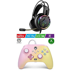 Power A Pack Manette XBOX ONE-S-X-PC Limonade rose EDITION + Casque Gamer PRO H7 SPIRIT OF GAMER XBOX ONE/S/X/PC 