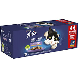 FELIX Tendres Effilés en Gelée Viandes-Poissons - 44 x 85 g - Sachets fraîcheur pour chat adulte 