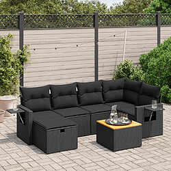 Maison Chic Ensemble Tables et chaises d'extérieur 7pcs avec coussins,Salon de jardin noir résine tressée -GKD930435