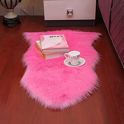 LUUCOZK Tapis Moelleux en Fausse Fourrure Tapis Shaggy pour Chambre à Coucher Salon - Rose foncé-50x80cm rond