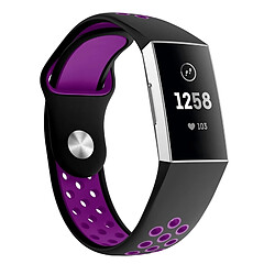 Wewoo Bracelet bicolore en silicone avec trou rond pour pour Fitbit Charge 3, taille de la dragonne: 145-210 mm (violet) 