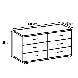 Pegane Commode / meuble de rangement coloris imitation chêne poutre/chrome brillant - Longueur 130 x Hauteur 83 x Profondeur 41 cm