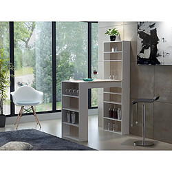 Vente-Unique Meuble de bar avec rangements - MDF - Naturel et blanc - SKARN