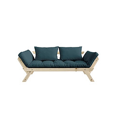 Inside 75 Banquette méridienne futon BEBOP pin naturel coloris bleu pétrole couchage 75*200 cm.