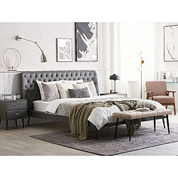 Beliani Ensemble de chambre en cuir PU gris avec lit 180 x 200 cm ESSONNE