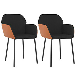 vidaXL Chaises à manger lot de 2 noir tissu et similicuir