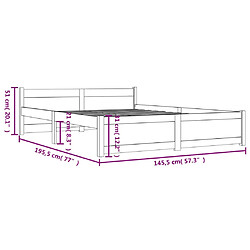 vidaXL Cadre de lit sans matelas blanc bois massif 140x190 cm pas cher