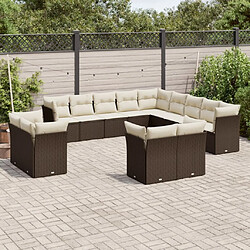 Maison Chic Salon de jardin avec coussins 13 pcs, Ensemble Tables et chaises de jardin, marron résine tressée -GKD393067