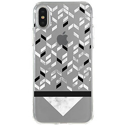 Coque semi-rigide transparente, blanche et noire Mergozzo pour iPhone X/XS 