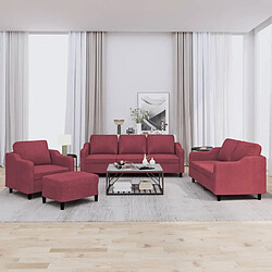 vidaXL Ensemble de canapés 4 pcs avec coussins Rouge bordeaux Tissu 