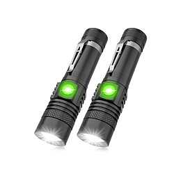Chrono Lampe torche LED rechargeable, lampe torche rechargeable USB super lumineuse, zoomable, résistante à l'eau, petite lampe torche de poche (noir)
